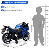 12V Electric Ride On Motorcycle for Kids, Training Wheels, Full Hand Drive Motorbike Toy, Perfect for Boys and Girls (3-8 Yrs) (Blue)