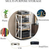 Heavy Duty AV Media Stand with Adjustable Shelves, Rolling Projector Cart, Ideal for Home and Office Entertainment, Sturdy Audio Rack for TV, DVD Players, and Stereo Components