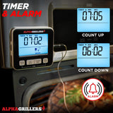 Alpha Grillers Meat Thermometer Digital - Kitchen Oven Thermometer for Cooking Food, Grilling, BBQ Smoker - 7 Preset Temperature Alerts, Timer