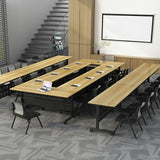 Folding Conference Table 6ft, Rectangular Mobile Meeting Room Desk with Silent Caster Wheels, Metal Frame, Large Foldable for Study Working