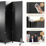 6 Panel Wooden Room Divider with Wheels, Large Office Partitions 100"x71"