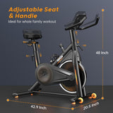 HitGo Exercise Bike, Magnetic Resistance/Brake Pad Stationary Bike with Exclusive App, 300lb Weight Capacity Indoor Bike with Soft Seat Cushion, Silent Belt Drive, Heavy Flywheel and LCD Monitor