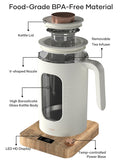 INTASTING Electric Tea Kettle, Electric Kettle with Tea Infuser, ±1℉ Knob Temperature Control, BPA-Free Glass, 1200W Fast Heating, Easy to Clean, 1 Liter (Cream White)