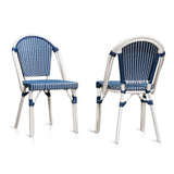PURPLE LEAF French Bistro Dining Chairs Set of 2, White Finish, Deep Blue