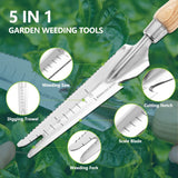 Berry&Bird Gardening Hand Tool Set - 3PCS Stainless Steel Garden Tool Kit Multifunctional Tool with Wooden Handle Trowel