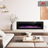 Xbeauty 50 inch Wall Mounted Recessed Electric Fireplace Insert, Ultra-Thin Lightweight LED Flush Mount Linear Fireplace Heater, Fit 2x4&2x6 Stud w/Touch Screen,Remote Control,750W-1500W,Black
