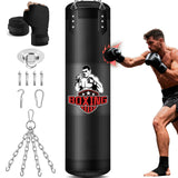 Punching Bag for Adults, 4FT Oxford Heavy Boxing Bag with Chains and Hand Wraps, Boxing Equipment for MMA Karate Kickboxing, Unfilled