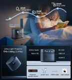 Miroir Mini Projector, Home HD Projector with Built-in Speaker, Auto Focus, Keystone Correction, Portable for Outdoor Movies, Compatible with Smartphone, TV Stick, Laptop, HDMI, USB