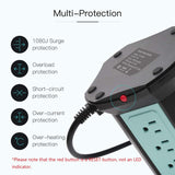 Power Strip Tower Wireless Charger, SUPERDANNY Surge Protector Tower, 10A 1080J Charger Station Black and Blue SUPERDANNY