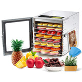 Cercker Food-Dehydrator Machine 8 Stainless Steel Trays, 500W Jerky Dehydrator for Meat, 190ºF Mushroom Dryer, 24H Timer Fruits Dryer for Herbs, Veggies, Yogurt & Dog Treats