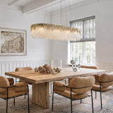 kvtinmty L40 Crystal Rectangle Chandeliers for Dining Room, 12-Light Gold Rectangular Chandeliers Over Table, Modern Linear Chandeliers for Kitchen Island, Living Room