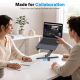 OMOTON LA10 360° Rotating Laptop Stand Riser Foldable for Desk, Black