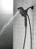 Delta Faucet 4-Spray Touch-Clean H2Okinetic In2ition 2-in-1 Dual Hand Held Shower Head with Hose and Magnetic Docking, Matte Black 58473-BL
