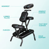 Nova Microdermabrasion Portable Massage Chair Foldable Tattoo Therapy Chair 4 Inches Thickness Sponge Face Cradle Spa Salon Massage Chair (Black)