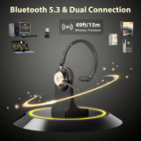 Earbay Wireless Headset with Mic for Work – Bluetooth Headphones with Noise Canceling & Mute, USB Dongle, Charging Base, 45H Battery, Trucker Bluetooth Headset for PC/Laptop/Phone/Teams/Zoom