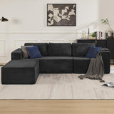 Furnify 106" Modular Sectional Sofa with L-Shape Chaise, Right/Left Facing Deep Seat Cloud Couch, No Assembly Required, Upholstered Couch for Living Room Bedroom (Plush Corduroy Fabric, Black)