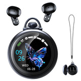 NE71 AI Translation Earbuds-Smart Wireless Earbuds, Retro Pocket Watch Bluetooth Headphones with LCD Touch Screen Case, Support 164 Languages, Noise Cancellation,Wireless Earbuds Suitable