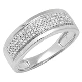 Dazzlingrock Collection 0.40 Carat (Ctw) Round Lab Grown Diamond Men's Flashy Wedding Ring, Sterling Silver, Size 9