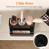 Lifewit Hair Tool Organizer Countertop, Removable Blow Dryer Holder for Bathroom, Acrylic Hot Tools Organizer Storage for Curling Iron, Brush, Straightener, 3 Stainless Cups, Black, 30 cm/12 inch(L)