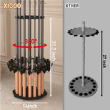 Fishing Rod Holder Wood, Holds Up to 16 Rods or Combos, 360° Spinning Fishing Pole Holder for Garage XIGOO
