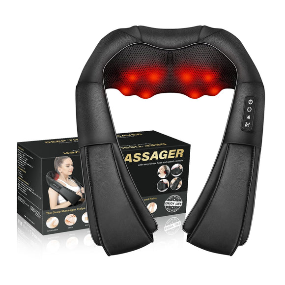Neck Massager, Electric Neck and Back Massager with Heat, 3D Kneading Massage Pillow WERTYI
