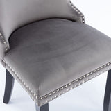 MOOLSUN Velvet Dining Chairs Set of 4, High Back Side Chairs, Modern Padded High-End Tufted Upholstered Chairs with Button-Tufted Back & Rear Pull Tabs, Solid Wood Legs D-Gray(Solid Wood Legs)