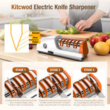 Replaceable Sharpener Electric Knife Sharpener, 3-Stage with 100% Diamond Abrasives & Precision Angle Guides, Kitchen Knife Sharpener with Sharpening and Polishing Function