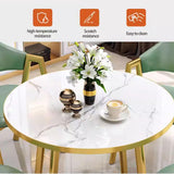 Mid-Century Modern 4-Person Round Faux Marble Dining Table Set with 4 Chairs for Kitchen Dining Room, Breakfast Nook, Office Breakroom Gray