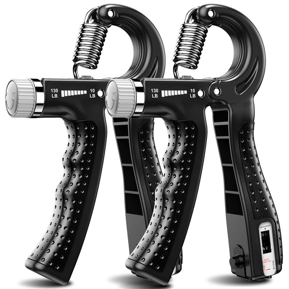 KDG Hand Grip Strengthener 2 Pack(Black) Adjustable Resistance 10-130 lbs Forearm Exerciser，Grip Strength Trainer for Muscle Building and Injury Recovery for Athletes MD DC PRINT INC