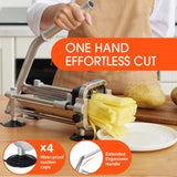 Befano French Fry Slicer, Stainless Steel Potato Cutter with 1/4 inch and 1/2 inch Blades for Thin and Thick Fries, Commercial French Fry Cutter for Homemade Sweet Potatoes Carrots, and Cucumbers