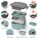 WisaKey Electric Heated Lunch Box for Car Truck Home 1.8L 100W Portable Food Warmer with 12V/24V/110V/220V Hot Meal for Work Travel Jobsite Camping Gifts Fathers Day for Dad Husband Adults Men Woman