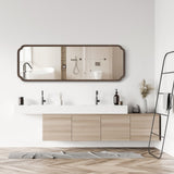 WallBeyond Full Length Mirror Wall Mounted 65"x22", Rustic Wooden Frame Floor Mirror, Large Full Body Mirror for Bedroom, Leaning or Hanging Against Wall (Walnut Solid Wood)