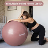 BABYGO Birthing Ball - Pregnancy Yoga Labor & Exercise Ball & Book Set Trimester Targeting, Maternity Physio, Birth & Recovery Plan Included Anti Burst Eco Friendly (Rosewood, 65cm)