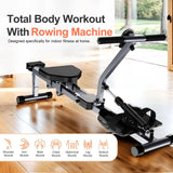 Rowing Machines for Home Foldable,Indoor Fitness Hydraulic Rowing Machine,300LBS Weight Capacity with 12 Levels of Adjustable Resistance,LCD Display for Real-time Recording,Dual Tracks for Quieter