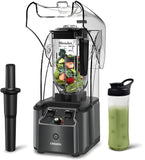 CRANDDI Quiet Commercial Blender with Soundproof Shield, 2200 Watt Professional Blenders for Kitchen, Grey