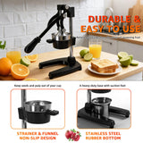 PYJJZU Manual Fruit Juicer Hand Press - Effortless Cast Iron Citrus Squeezer for Home - 304 Stainless Steel, Dishwasher Safe - Extract Fresh Juice from Pomegranate, Orange, Lemon - Non-Slip Base