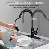 TOYWIA Kitchen Faucets with Pull Down Sprayer, Matte Black Single Handle High Arc Stainless Steel Sink Faucet with Deck Plate, 1 or 3 Hole Deck Mount for RV, Bar, Farmhouse, Laundry, Outdoor