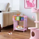 Gugsey Pink Small Nightstand, Kids Nightstand for Bedroom, End Table with Hooks and Holder, Toddler Bedside Table for Girls, Desk Organizer for Office, Dorm (Pink)