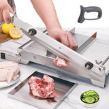 Moongiantgo Manual Frozen Meat Slicer Bone Short Rib Cutter Chicken Chopper Machine 13.5 Inch Double Blade Heavy Duty Guillotine Biltong Cutter for Korean BBQ Shabu Hot Pot (KD0288)