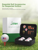Jiskan Premium Golf Gifts for Men Golfers Unique Golf Accessories Set with Gift Box Customized Case 4 Golf Balls + More