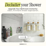Shampoo and Conditioner Dispenser Wall Mounted Set of 3 Clear Bamboo - No Drill Shower Soap Dispenser for Bathroom Refillable - Spa Hotel Style Accessories by MaisoNovo