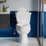 Clirass Raised Toilet Seat with Bidet Attachment,Elongated - Non-Electric Bidet with Dual Nozzles - Elevated Toilet Risers for Seniors & Limited Mobility - Easy Install & Clean