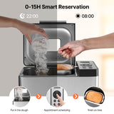 Happybuy Bread Maker, Dough Machine(19-in-1 2LB), Nonstick Ceramic Pan Automatic Breadmaker with Gluten Free Setting, Whole Wheat Bread Making, Digital, Programmable, 3 Loaf Sizes, 3 Crust Colors