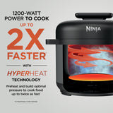 Ninja HyperHeat 9-in-1 Electric Pressure Cooker | 6.5 Qt Multi Cooker with Sear/Sauté, Slow Cooker, Rice Cooker, Sous Vide | 1200W | Fast Cooking, PFAS-Free Pot | Dark Gray | PC201GY