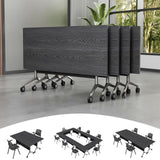 Folding Conference Table,Modular Training Table,4 Black Wood Grain 47.2in