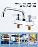iVIGA Utility Laundry Sink Faucet,Laundry Room Faucets for Utility Sink 4 inch Center,8" Swivel Spout Laundry Tub Faucet with Hose Thread,Brass Construction Chrome Polished, for Bar Garden,Garage,RV