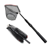SANLIKE Fishing Net Fish Landing Nets Ice Fishing Collapsible Telescopic Sturdy Pole Handle for Saltwater Freshwater Extending to 36/43/71/98inches (49inch-Black)