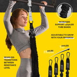 Pull Up Assistance Bands Set - 4 Heavy-Duty Pull Up Bands, Height Adjustable Strap & Comfortable Foot Strap - Stackable Pull Up Resistance Bands for Pull Ups (Gray)