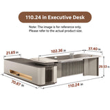 HHEvergreenEnsemble Executive Desk with Storage Cabinet (110.24IN)