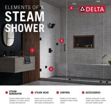 Delta Faucet Steam System Wall Mounted Fold-Up Wood Seat, Brushed Nickel Foldable Shower Seat, Lumicoat Stainless 5SE-SBS-6-SS-PR